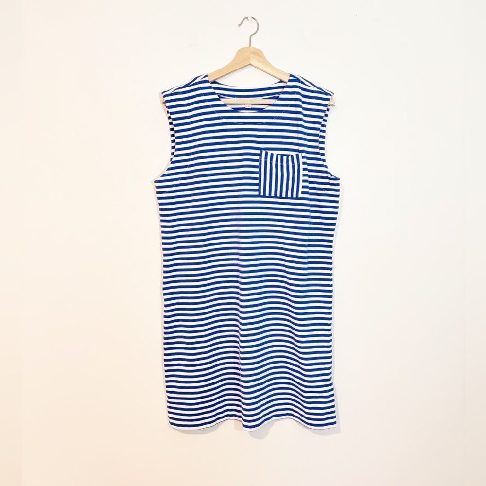 Loft Sleeveless Blue & White Striped Dress Size Medium